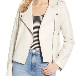 Cupcakes & Cashmere Cream Faux Leather Moto Jacket